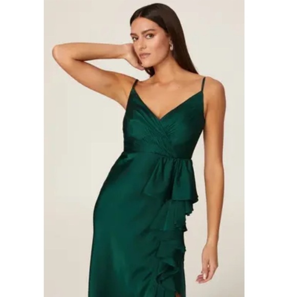 leena for Mac Duggal Satin Ruffled Gown - Picture 4 of 16